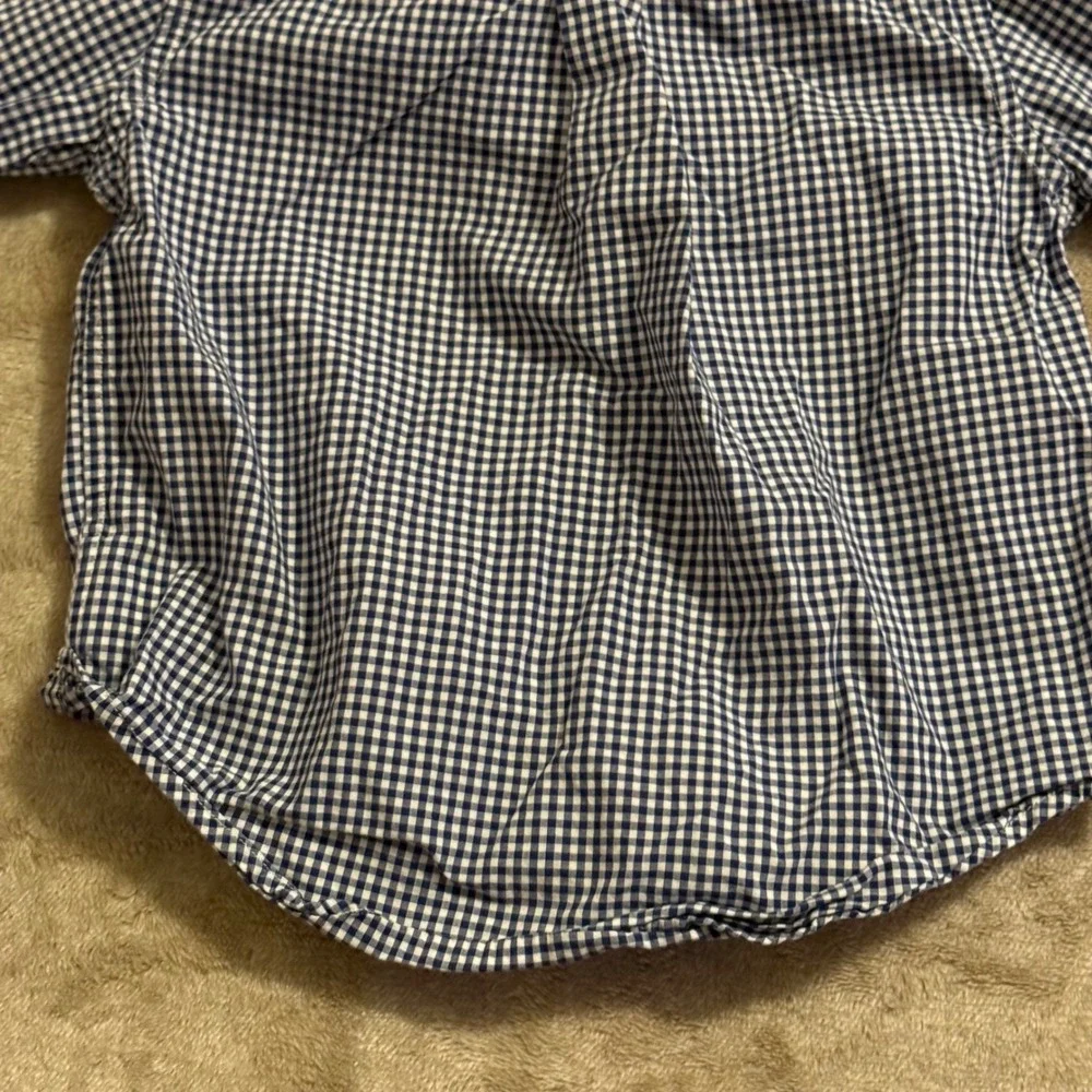 Ralph Lauren Boys Navy Blue Gingham Check Long Sleeve Button Down Shirt 2T